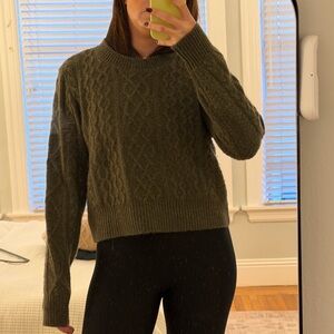 Favorite Daughter Olive Cable Knit Sweater